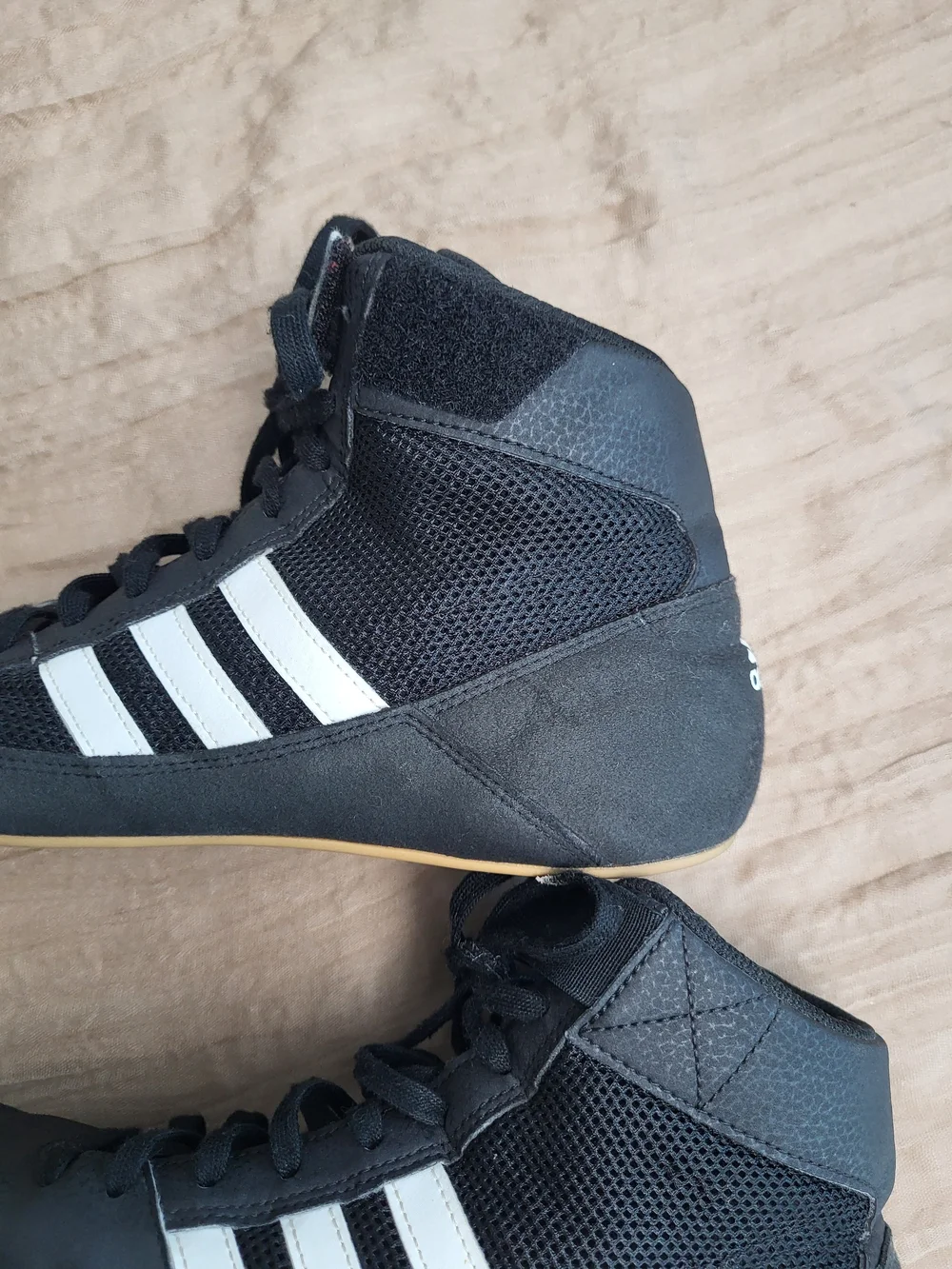 adidas Black and White High-Top Wrestling/Training Sneakers, Size 9